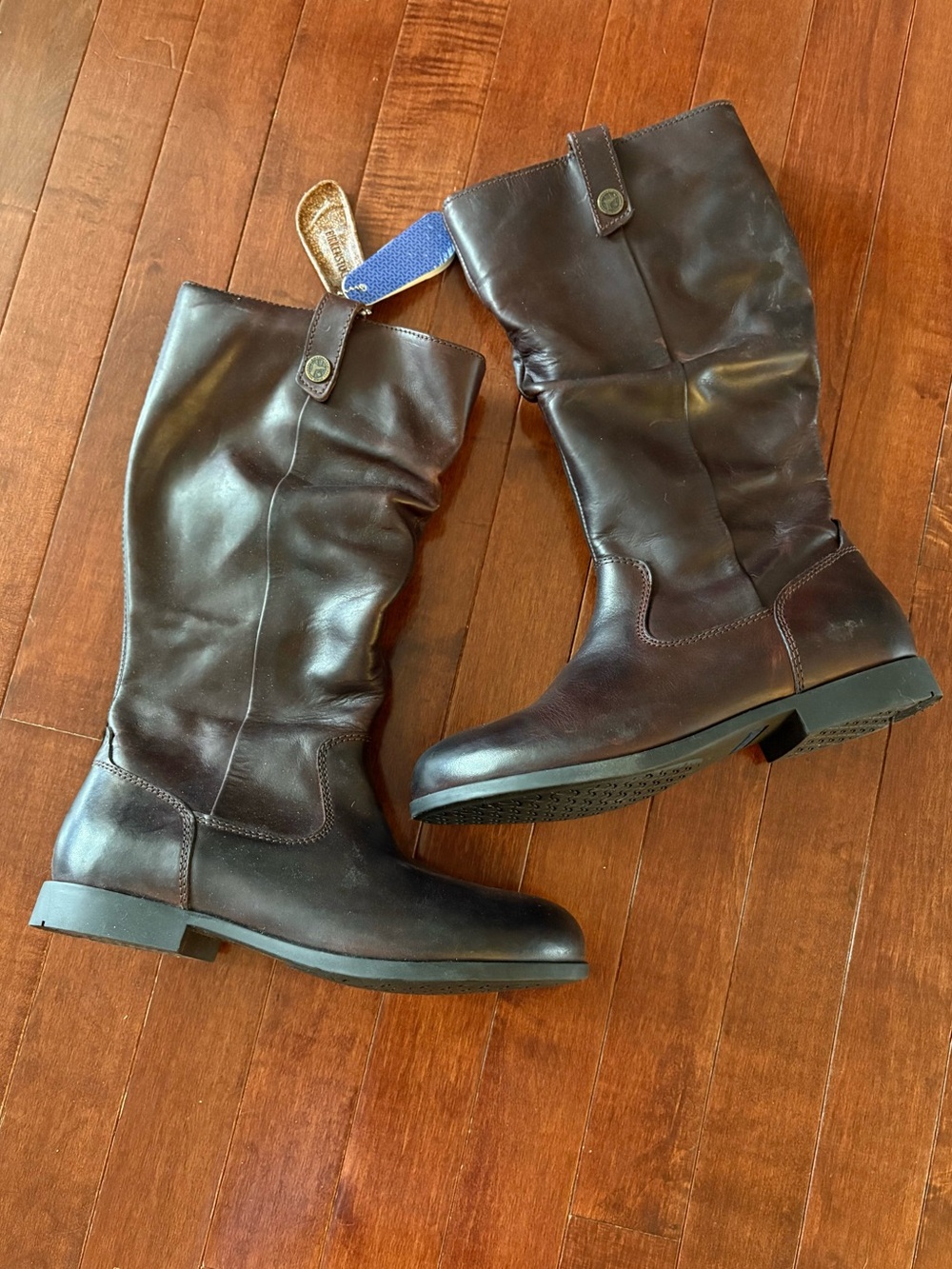 NWT Birkenstock Tall Brown Leather Zip Up Boots